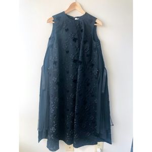 CDG Noir Kei Ninomiya Floral Fil-coupé Tulle-Underskirt Dress